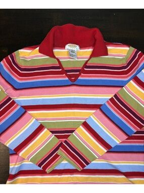 Vintage Talbots grandmacore rainbow striped shirt with collar size large petit